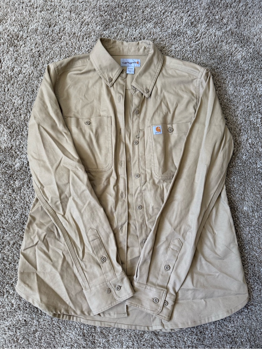 Women’s Carhartt Tan Button-Front Lightweight Work Shirt Jacket
